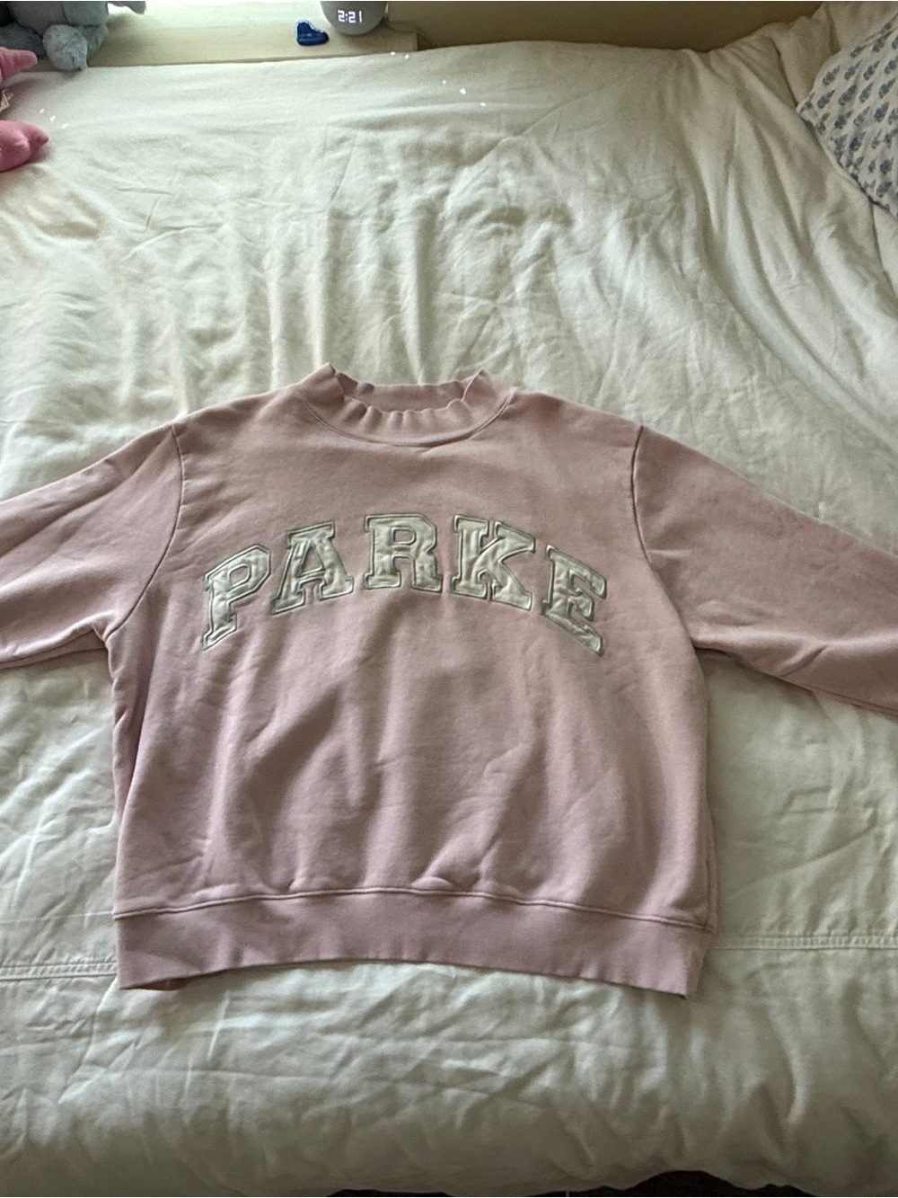 Parker Logo Pullover Sweatshirt in Blush Pink